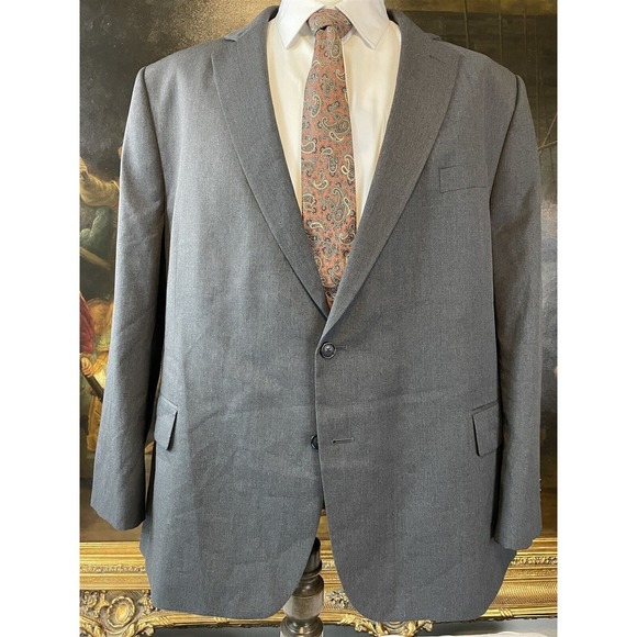 Stafford Travel Suit Separates 52R Gray Wool Blend 2Btn Blazer